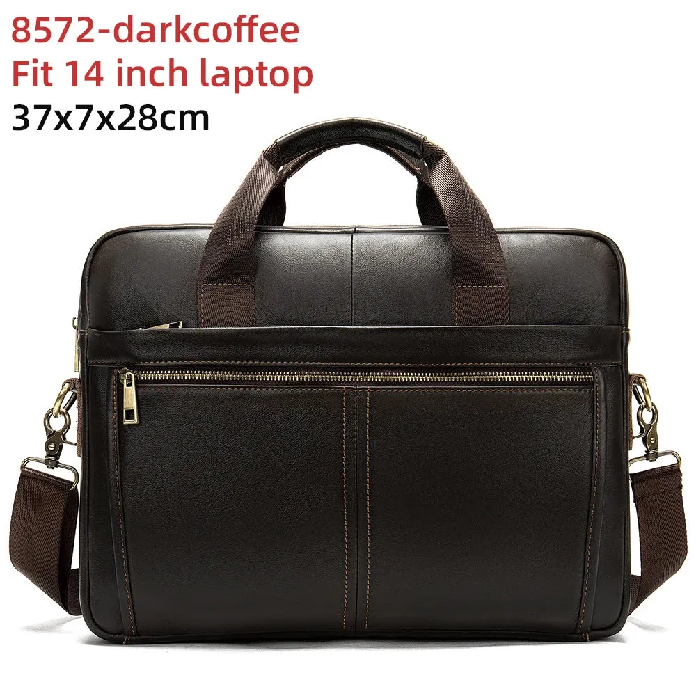 Men's Briefcases Messenger Bag Genuine Leather Laptop Bag