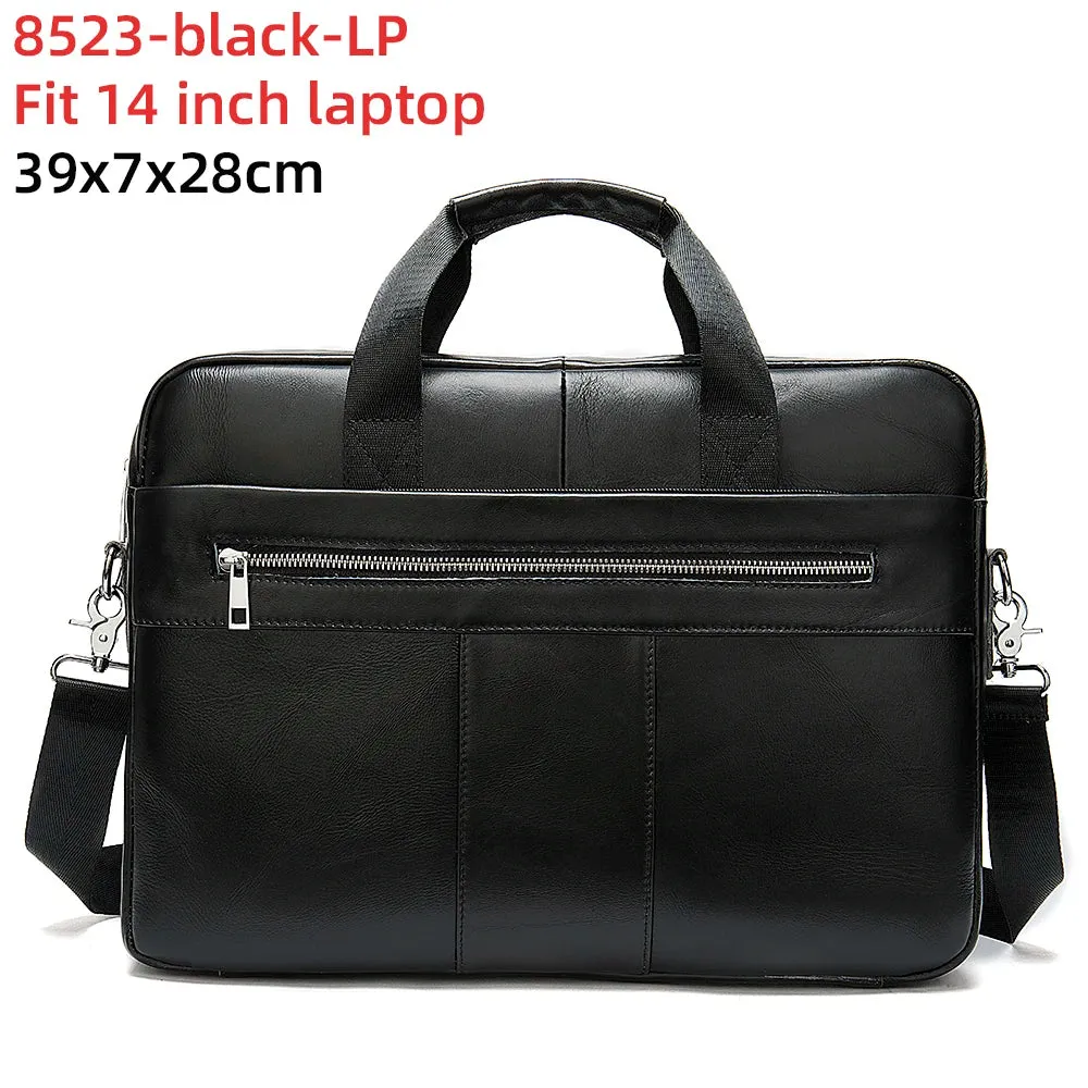 Men's Briefcases Messenger Bag Genuine Leather Laptop Bag