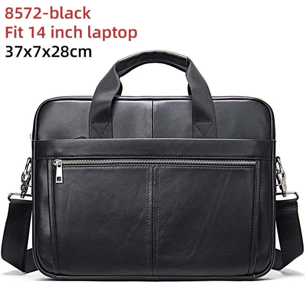 Men's Briefcases Messenger Bag Genuine Leather Laptop Bag