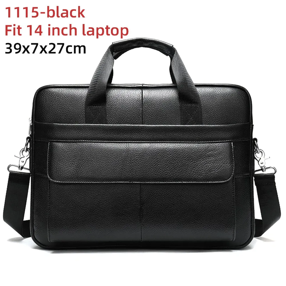 Men's Briefcases Messenger Bag Genuine Leather Laptop Bag