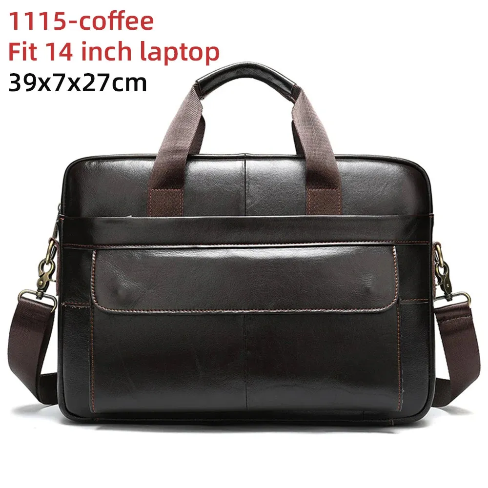 Men's Briefcases Messenger Bag Genuine Leather Laptop Bag