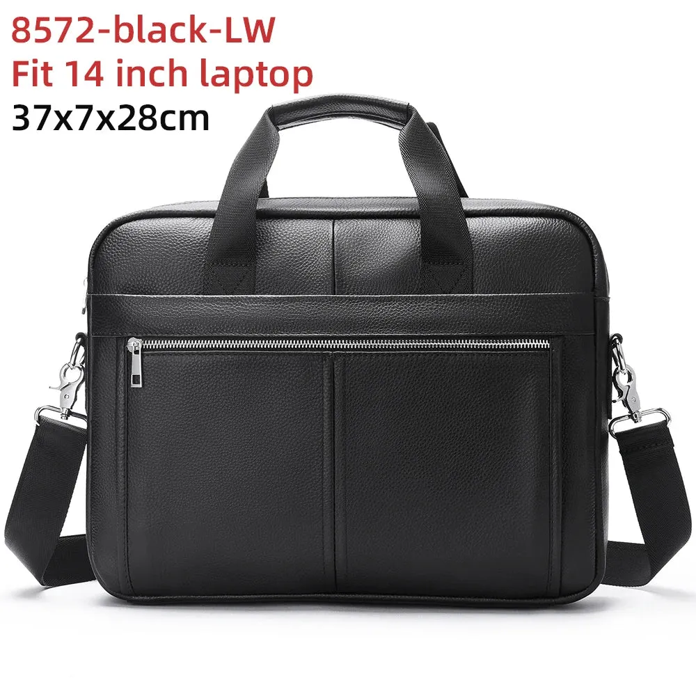 Men's Briefcases Messenger Bag Genuine Leather Laptop Bag