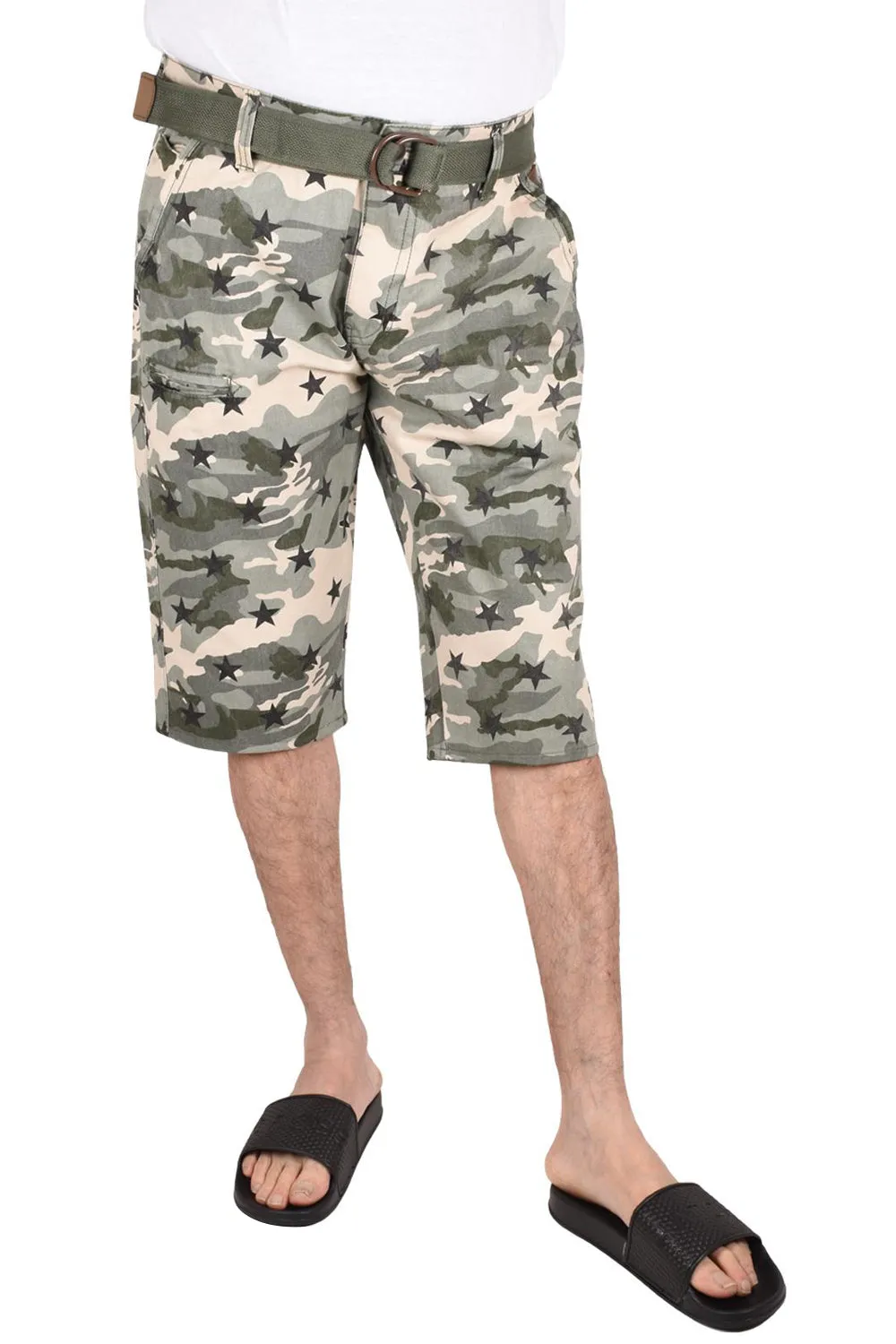 Mens Camouflage Shorts With Belt