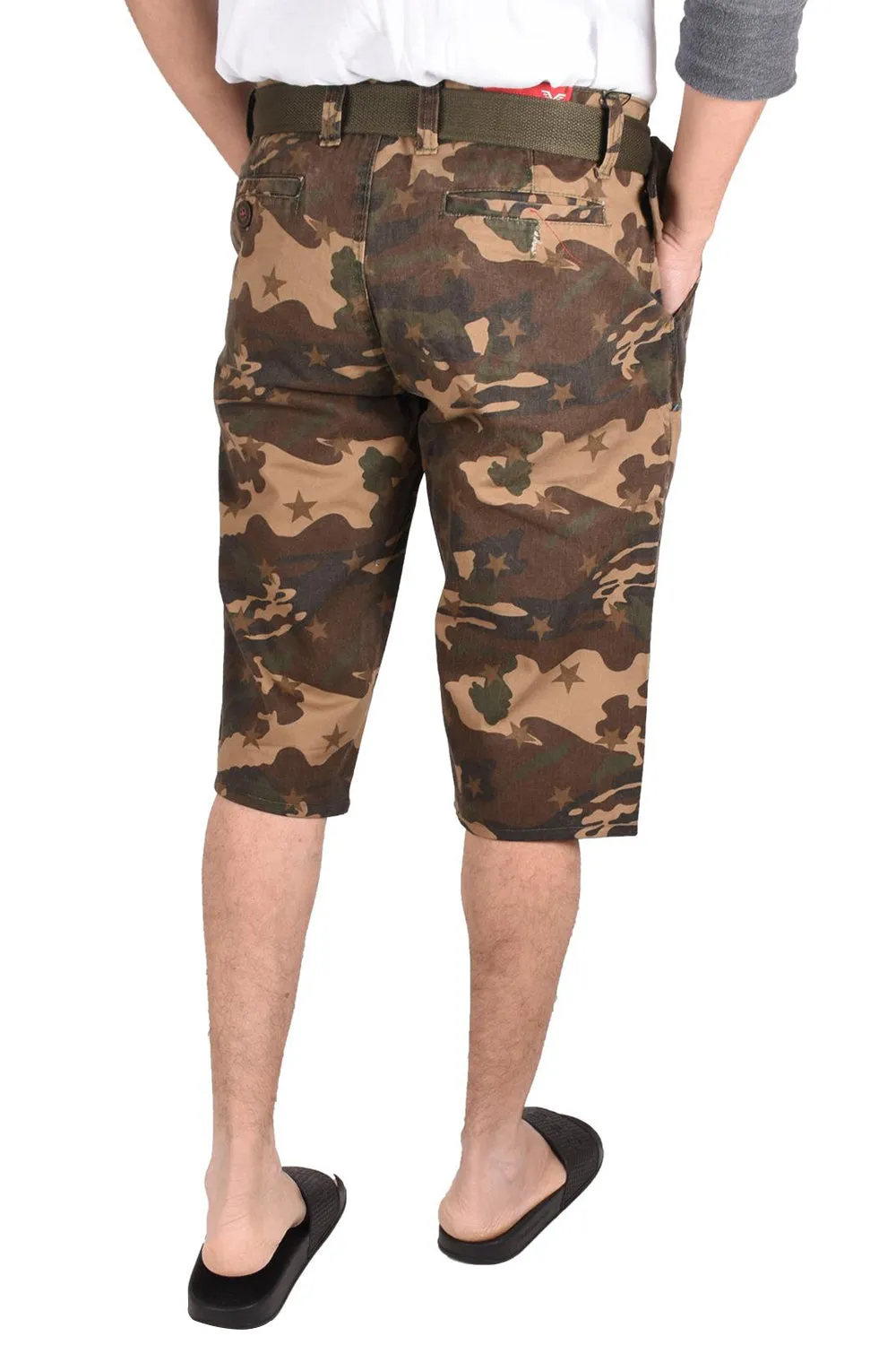 Mens Camouflage Shorts With Belt