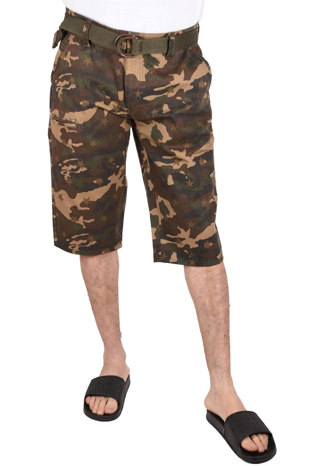 Mens Camouflage Shorts With Belt