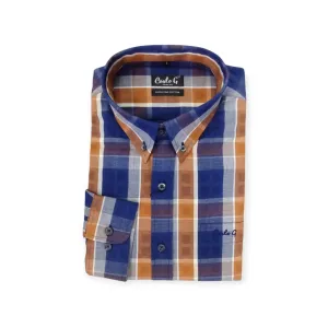 Men's Carlo G Long Sleeve Shirt Rust/Navy