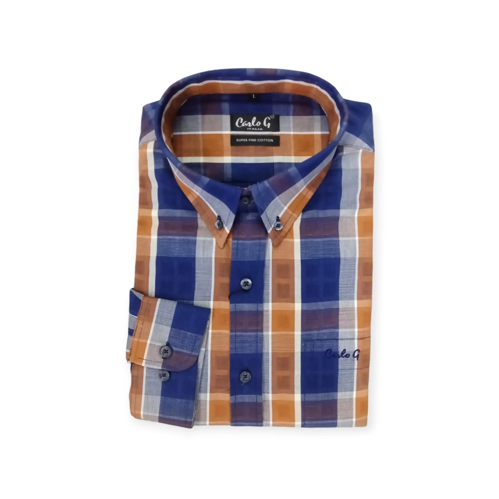 Men's Carlo G Long Sleeve Shirt Rust/Navy