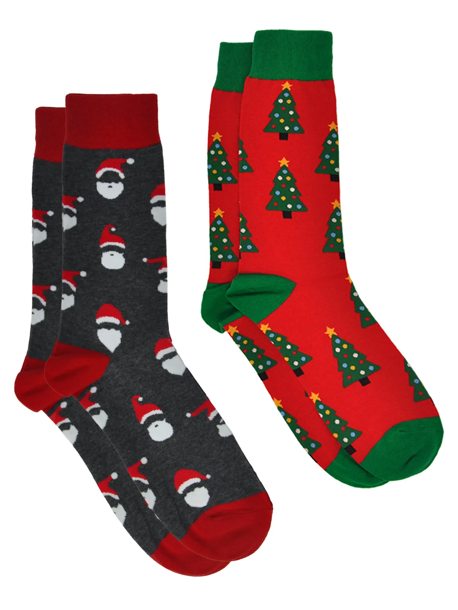 Men's Christmas Socks Santa Claus Trees Snowmen Reindeer Size 10-13(4-Pair Set)