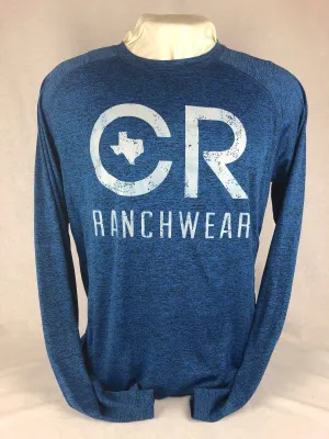 Men's CR Heathered Navy Long Sleeve Performance Tee
