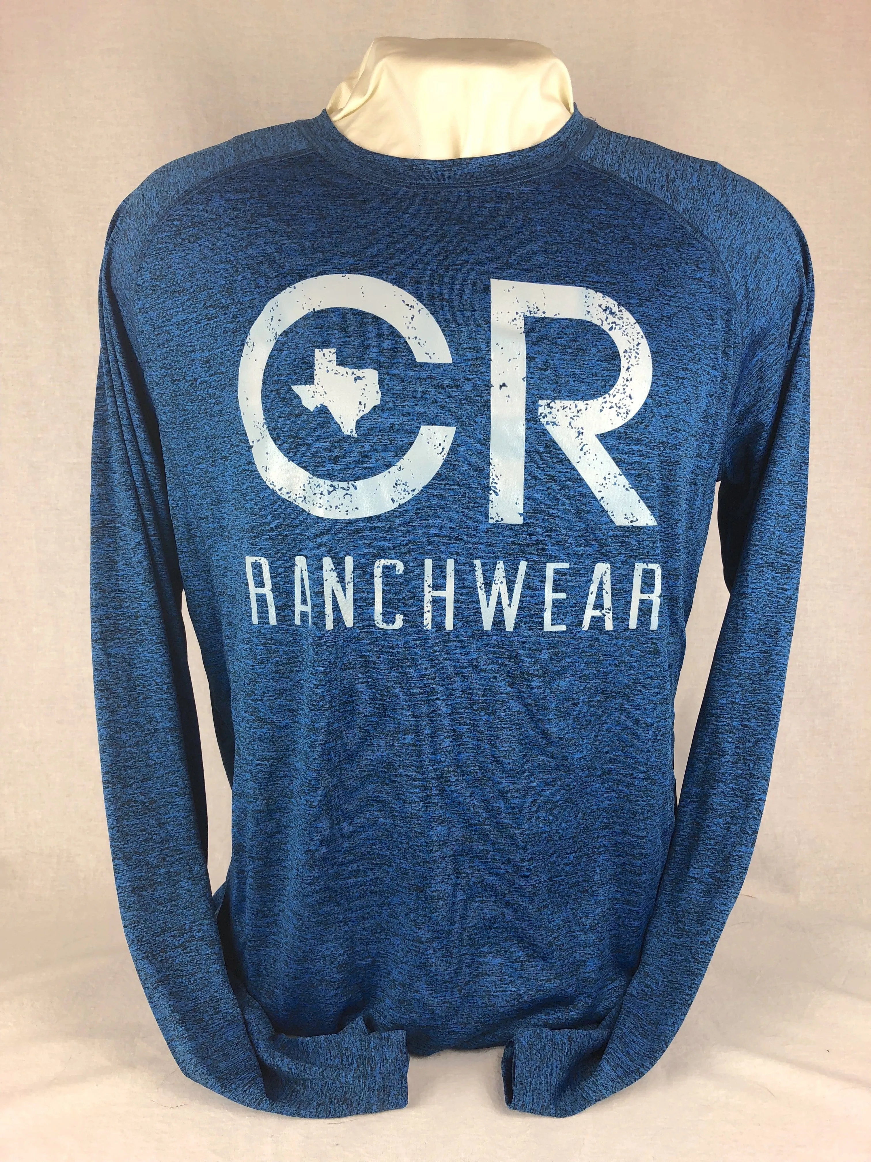 Men's CR Heathered Navy Long Sleeve Performance Tee