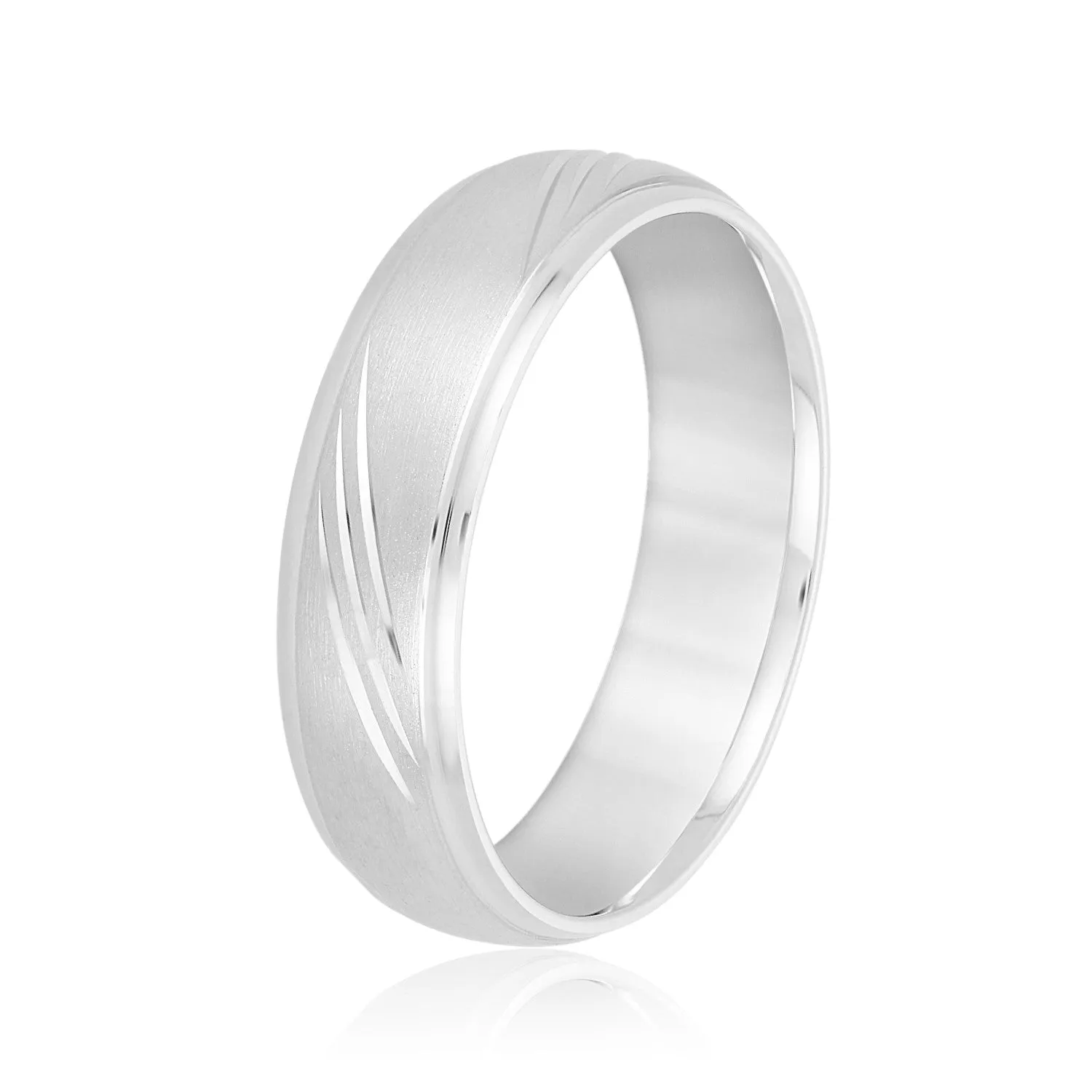 Men's Domed and Scratch Textured Wedding Band