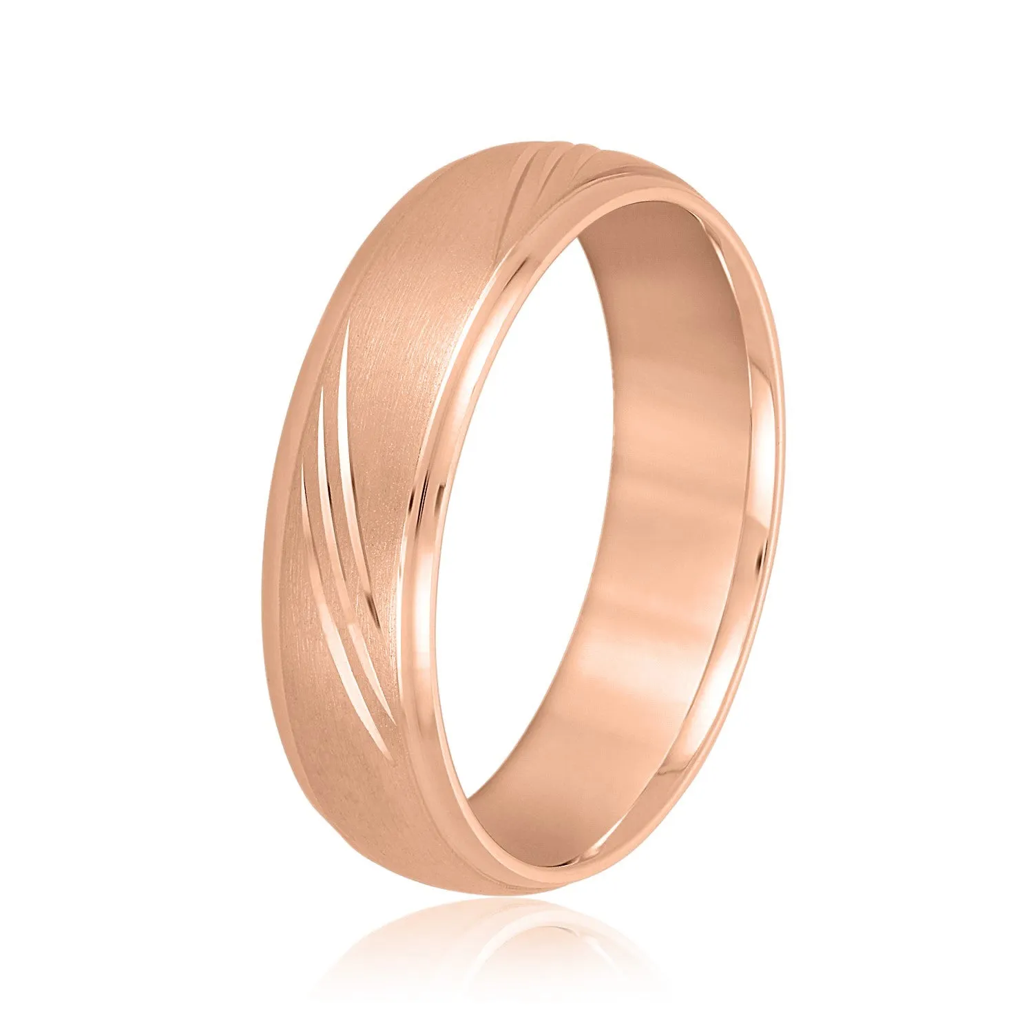 Men's Domed and Scratch Textured Wedding Band