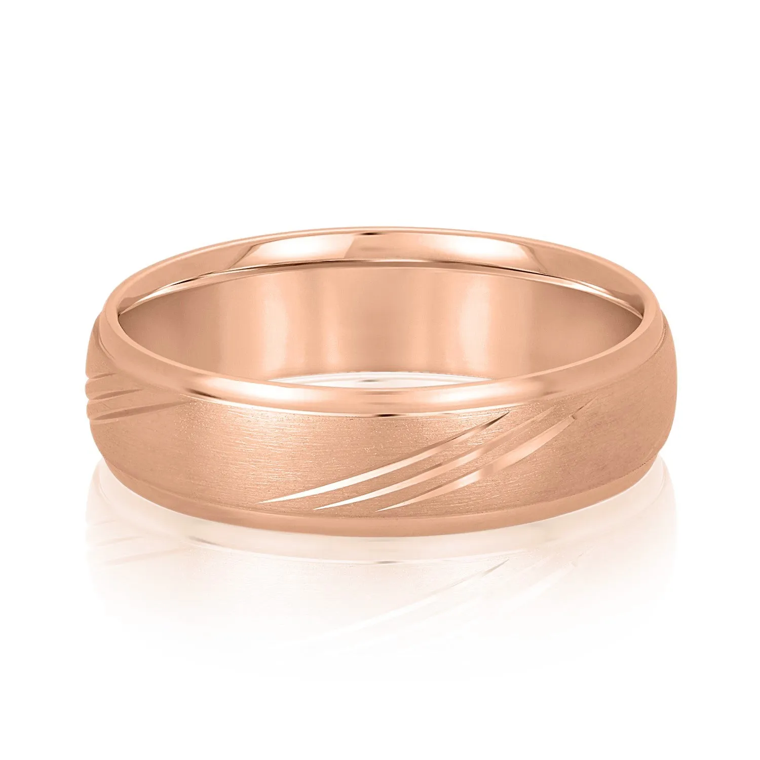 Men's Domed and Scratch Textured Wedding Band