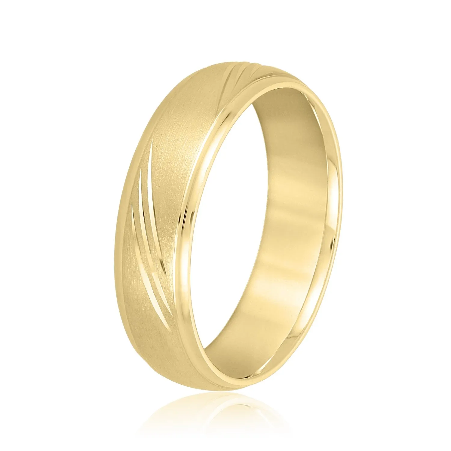 Men's Domed and Scratch Textured Wedding Band
