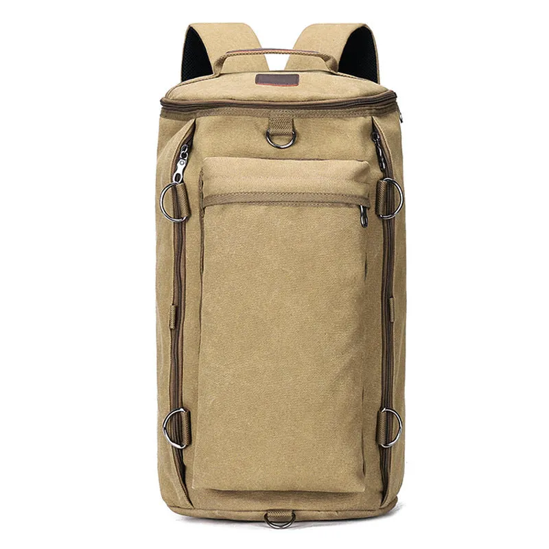 Men's Fashion Large Capacity Cylinder Trend Canvas Backpacks