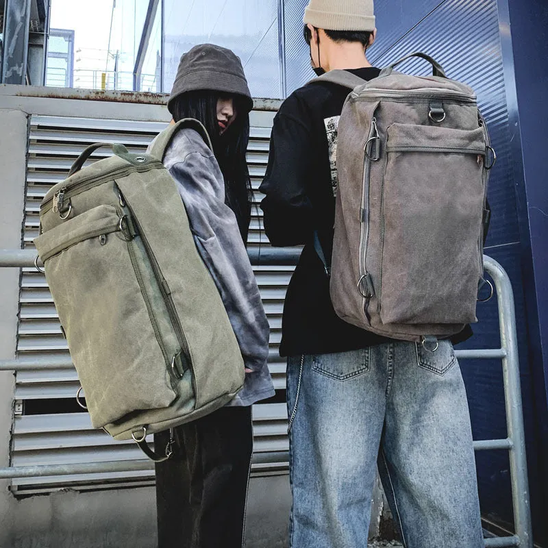 Men's Fashion Large Capacity Cylinder Trend Canvas Backpacks