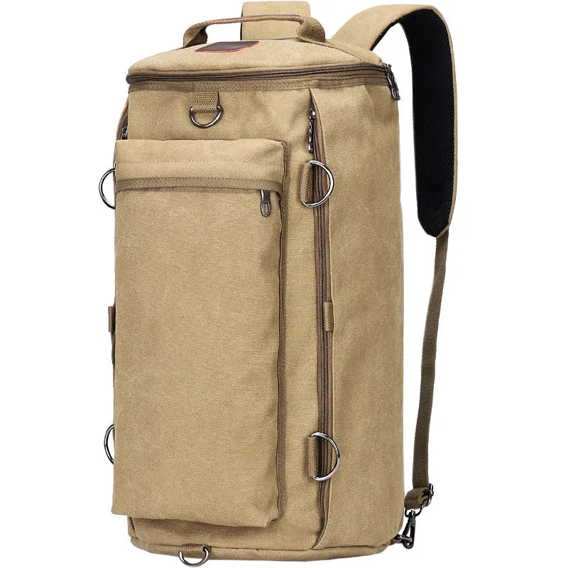 Men's Fashion Large Capacity Cylinder Trend Canvas Backpacks