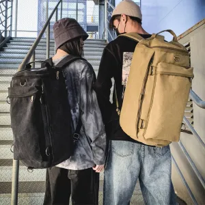 Men's Fashion Large Capacity Cylinder Trend Canvas Backpacks