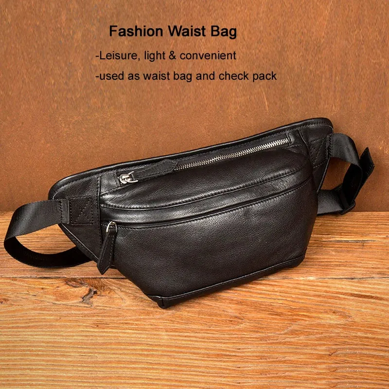 Men's Genuine Leather Waist Bag Chest Pack