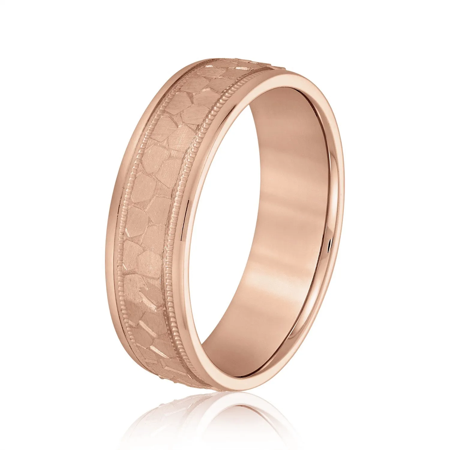 Men's Hammered Milgrain Style Wedding Band