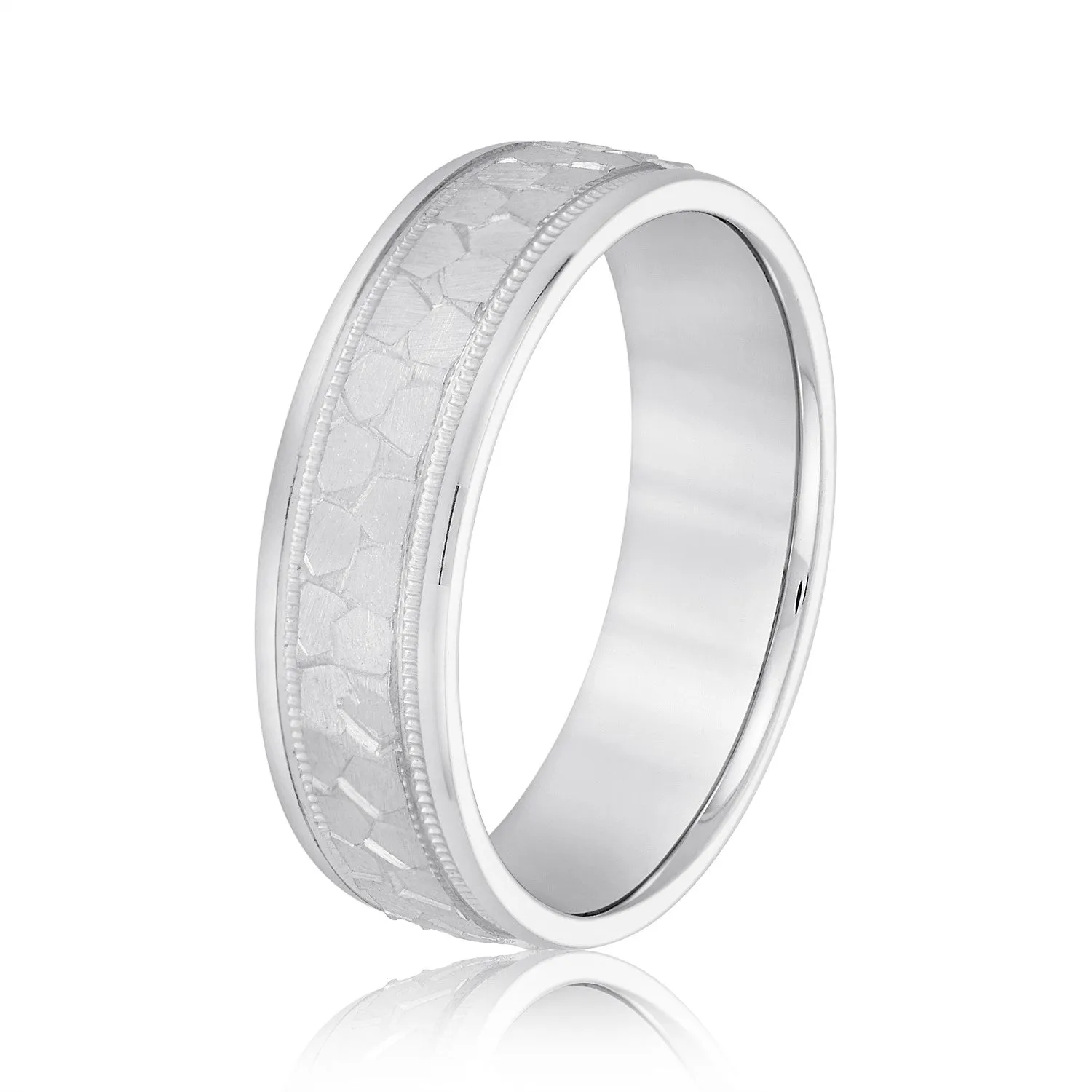 Men's Hammered Milgrain Style Wedding Band