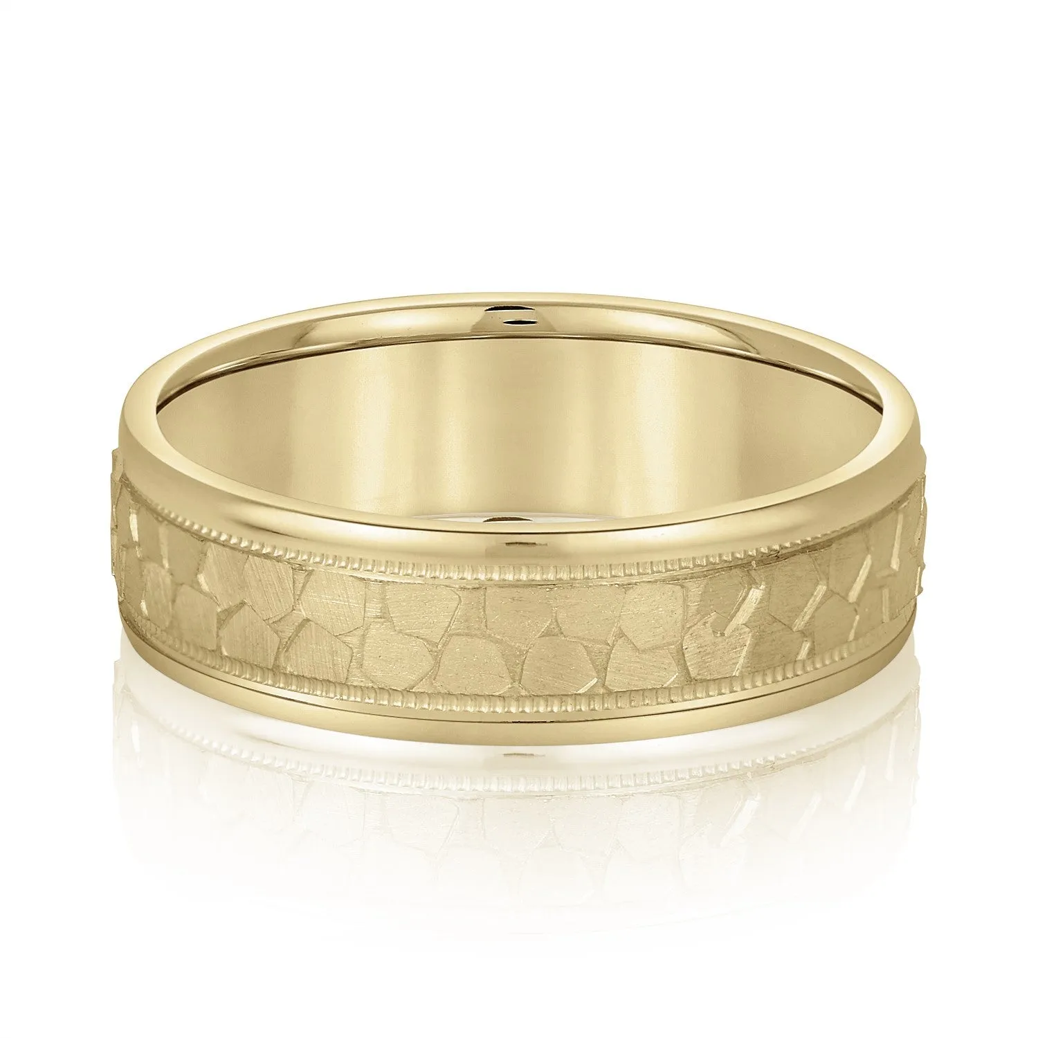 Men's Hammered Milgrain Style Wedding Band