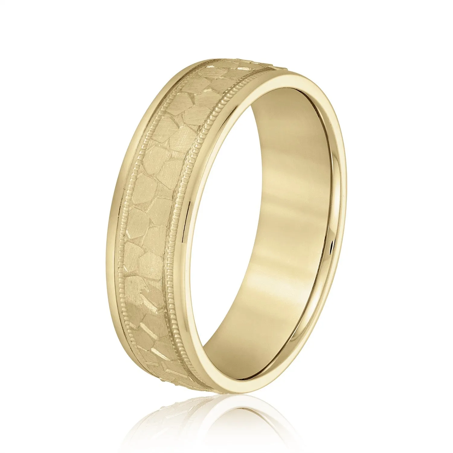 Men's Hammered Milgrain Style Wedding Band