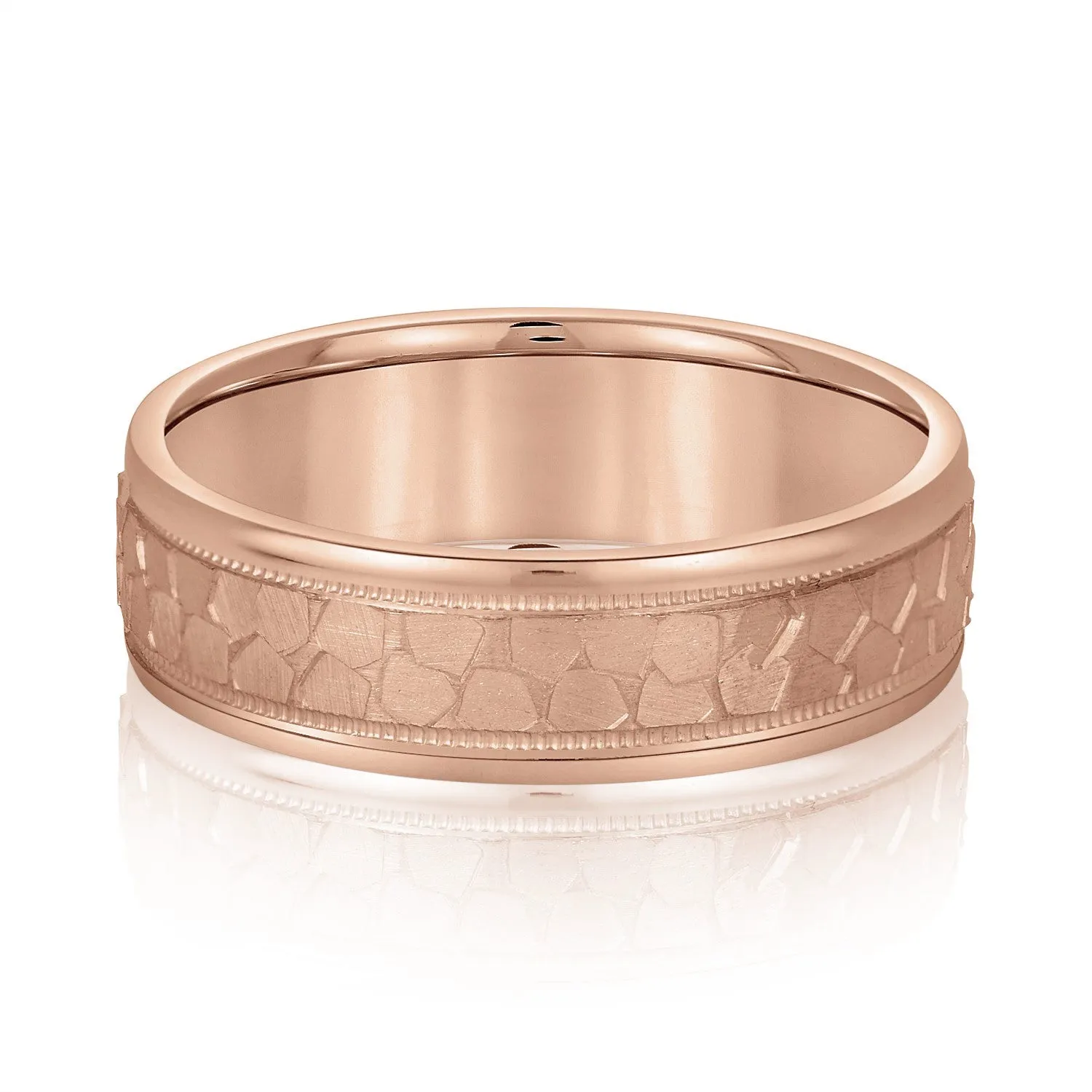 Men's Hammered Milgrain Style Wedding Band