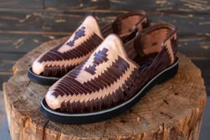 MENS LEATHER 2 TONE BROWN MEXICAN MOCASSIN SHOE SANDALS