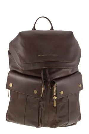 Men's Leather Backpack in Burgundy | MBCIU325