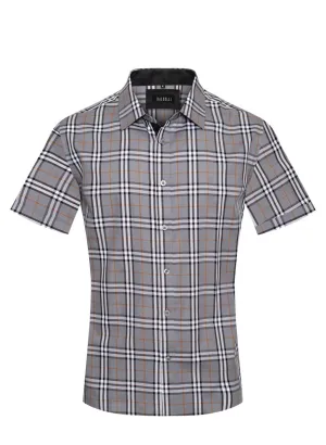 Men's Light Grey Berry Print Short Sleeve Shirt