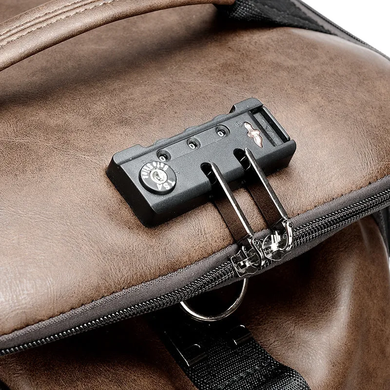 Men's Multifunctional College Style Retro Password Backpacks