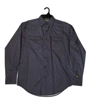 Men's Navy Medallion Western Shirt