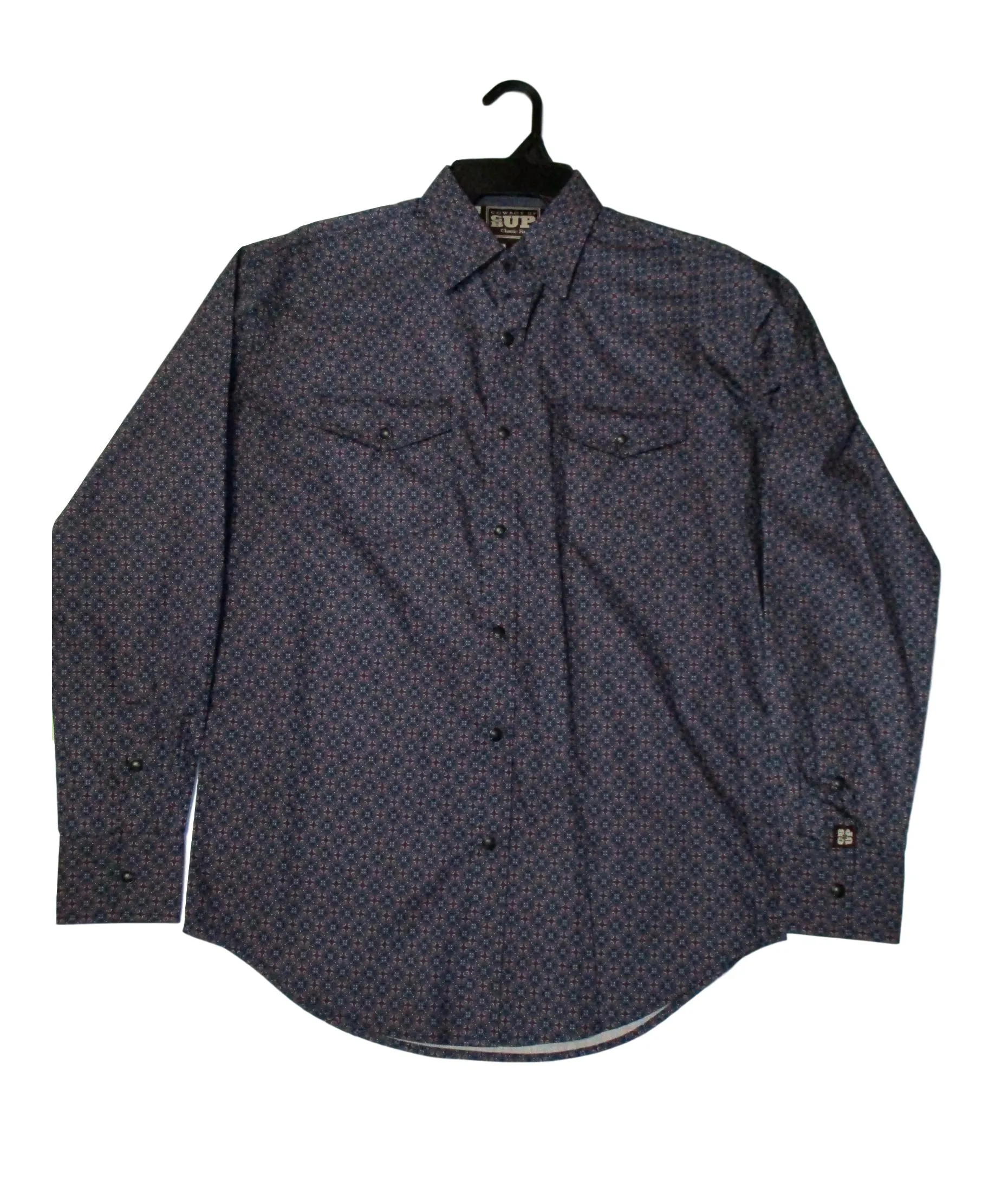 Men's Navy Medallion Western Shirt