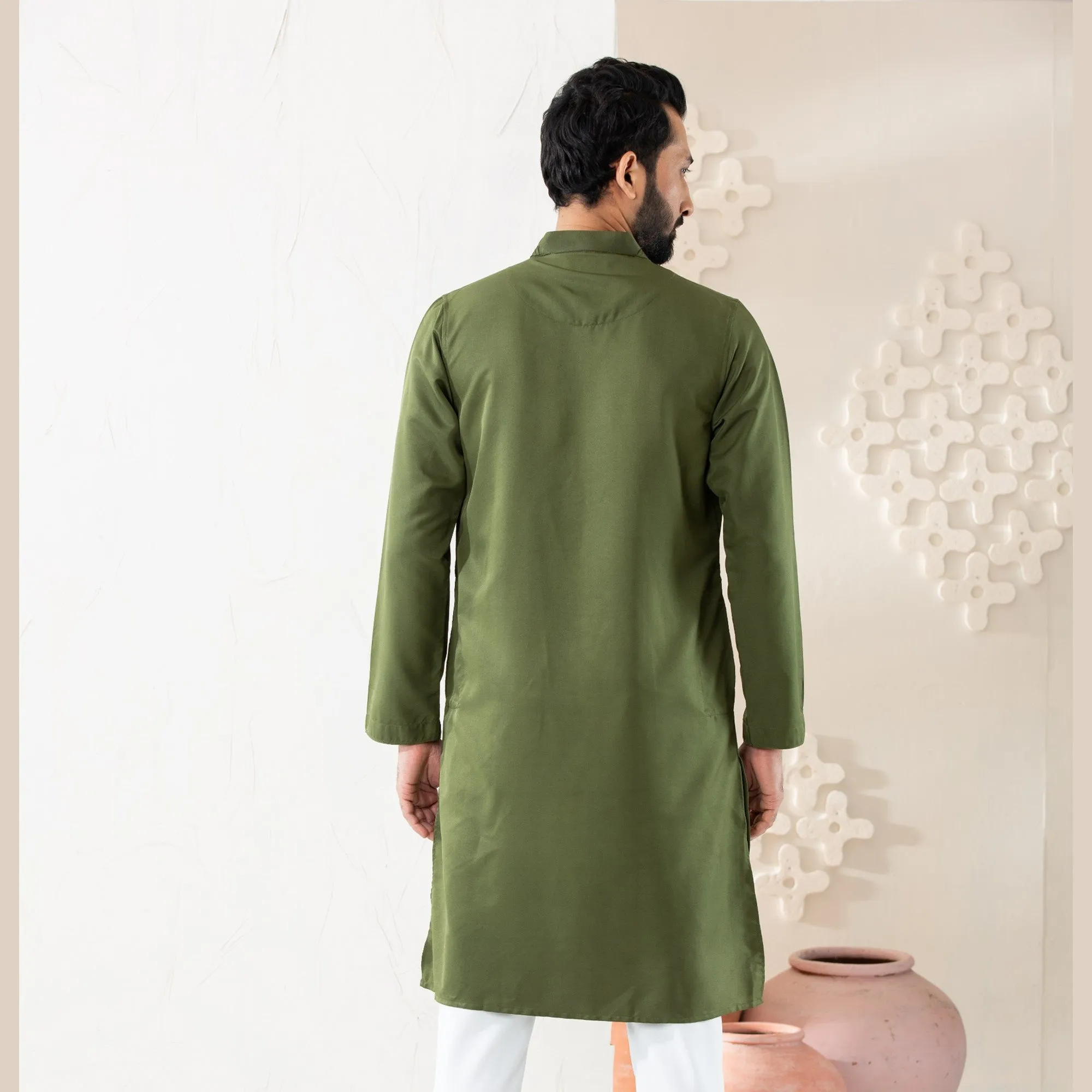 Mens Olive Green Panjabi