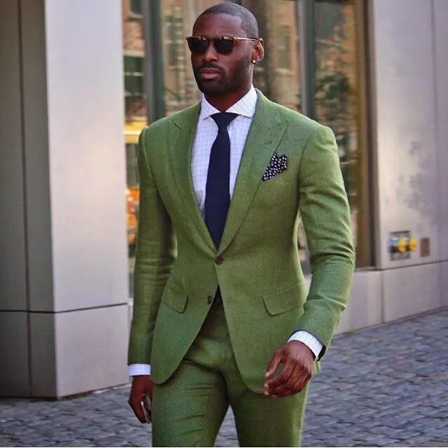Men's Olive Green Two-Piece Suit