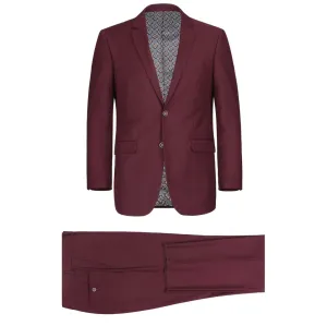 Men's Renoir Two Piece Burgundy Slim Fit Suit
