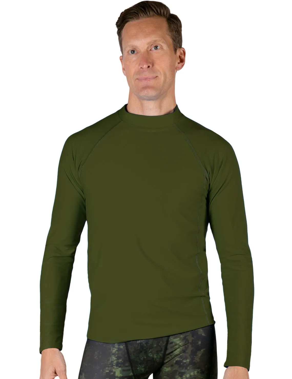 Men's  Swim Performance Long Sleeve Rash Guard - Olive
