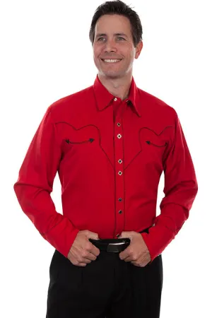 Men's Vintage Western Shirt Collection: Scully Classic Crimson & Black
