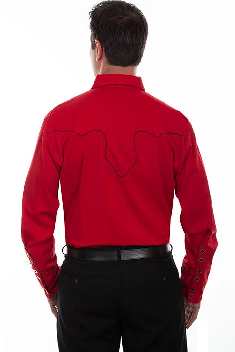 Men's Vintage Western Shirt Collection: Scully Classic Crimson & Black