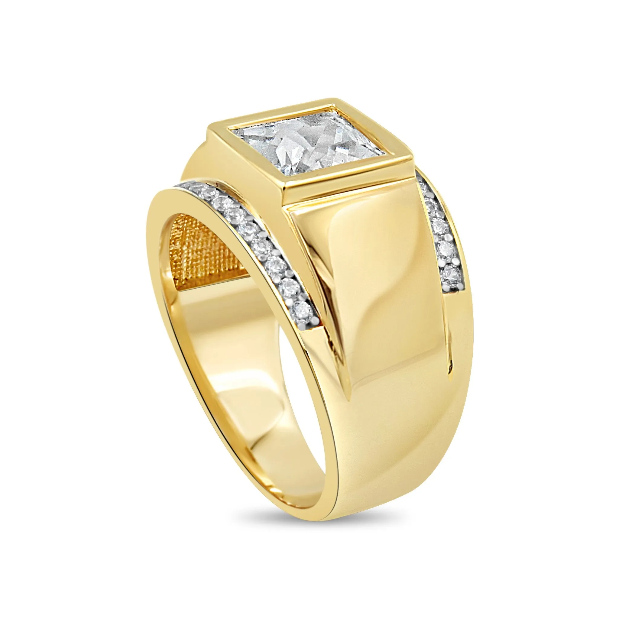 Men's White Stone Pave set ring in 10kt Gold