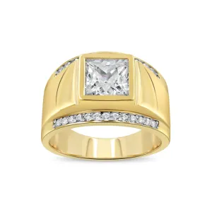 Men's White Stone Pave set ring in 10kt Gold