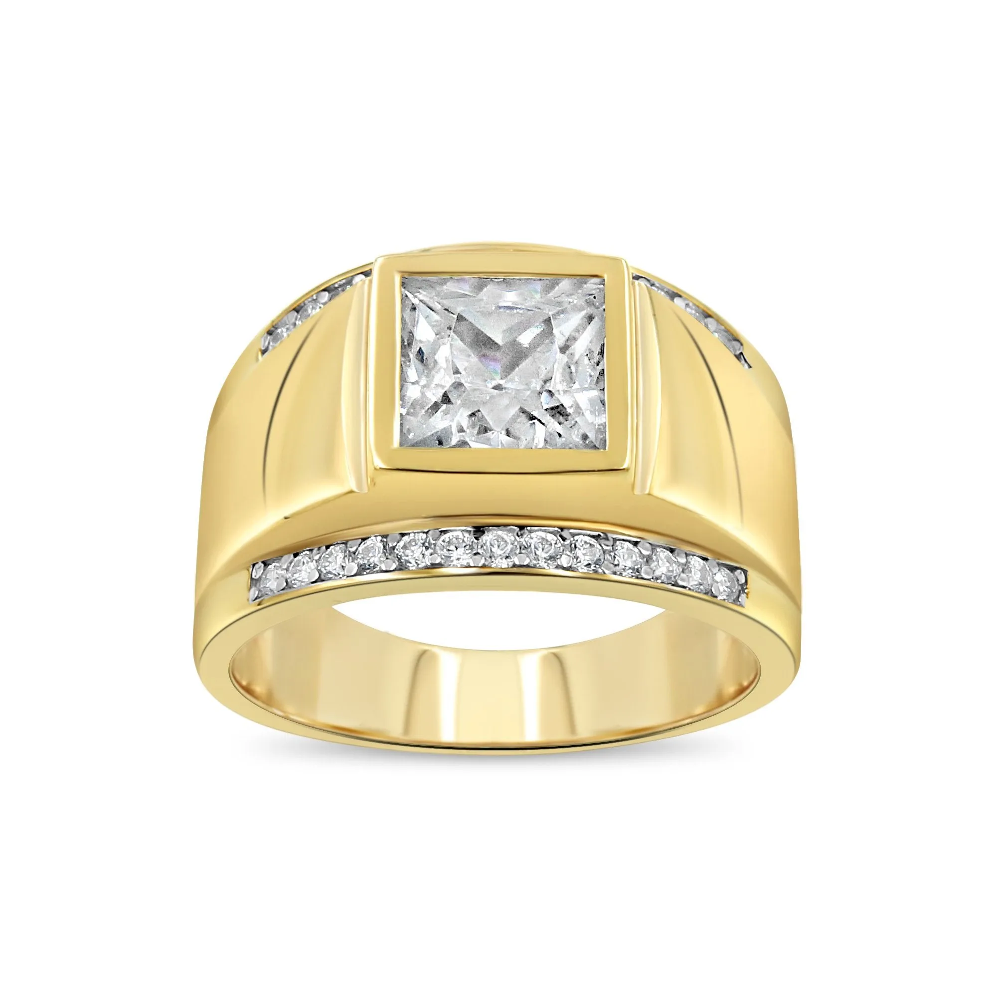 Men's White Stone Pave set ring in 10kt Gold