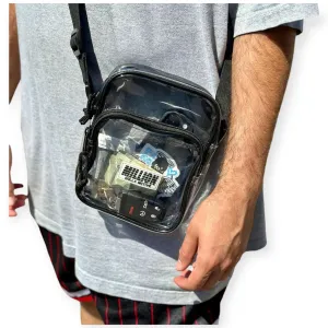 Million Dolla Motive Men Clear 2 Zipper Sling Bag (Clear)