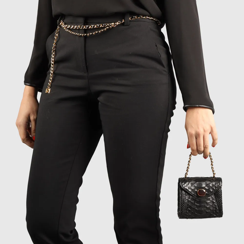 MINI ZAIN BAG IN BLACK PYTHON AND GARNET STONE
