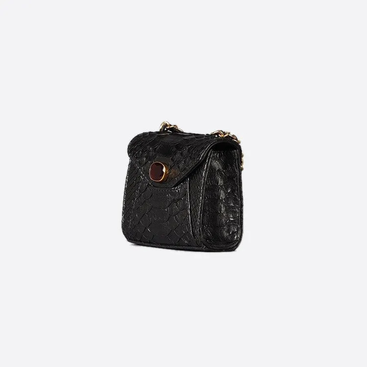MINI ZAIN BAG IN BLACK PYTHON AND GARNET STONE