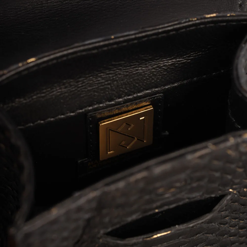 MINI ZAIN BAG IN BLACK PYTHON AND GARNET STONE