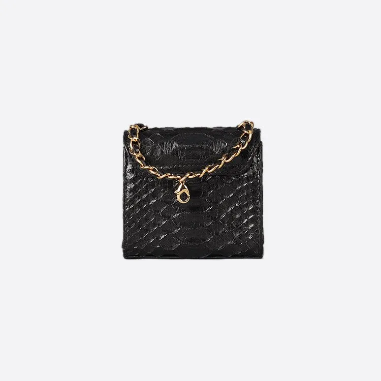 MINI ZAIN BAG IN BLACK PYTHON AND GARNET STONE