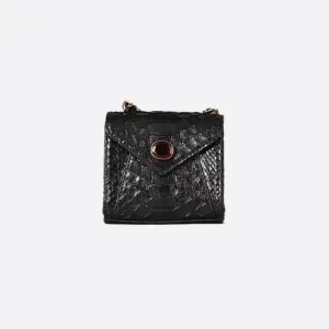 MINI ZAIN BAG IN BLACK PYTHON AND GARNET STONE