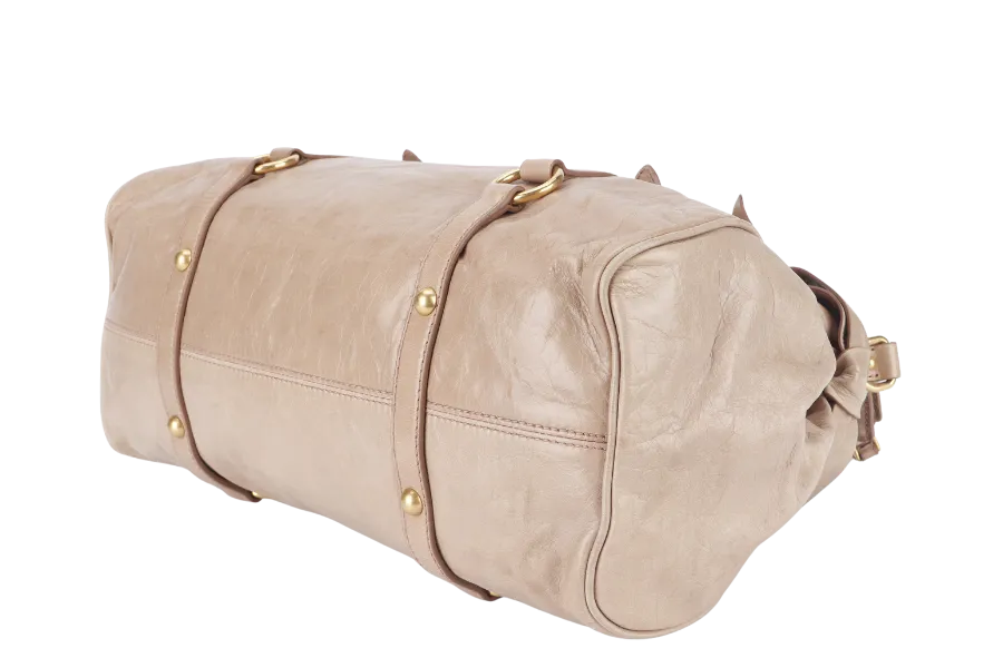 MIU MIU 2WAY BOW RIBBON HANDBAG BEIGE LEATHER WITH DUST COVER